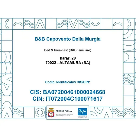 Capovento Della Murgia Bed & Breakfast 3*